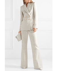 Женский серый льняной двубортный пиджак от Rebecca Vallance