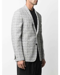 Мужской серый льняной пиджак в шотландскую клетку от Z Zegna