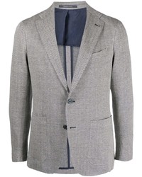 Мужской серый льняной пиджак с узором "в ёлочку" от Tagliatore