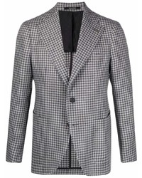 Мужской серый льняной пиджак с узором "гусиные лапки" от Tagliatore