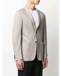 Мужской серый льняной пиджак с узором зигзаг от Z Zegna