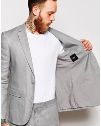 Мужской серый льняной пиджак от Asos