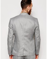 Мужской серый льняной пиджак от Asos