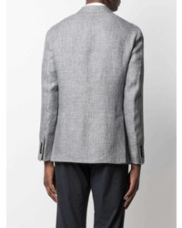 Мужской серый льняной пиджак от Barba