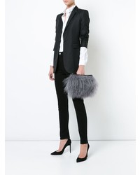 Серый меховой клатч от Valextra