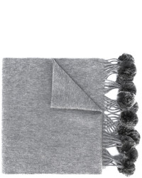 Женский серый меховой плетеный шарф от N.Peal