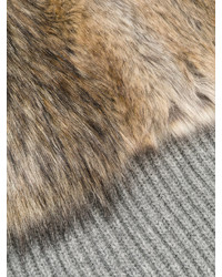 Женский серый меховой шарф от Stella McCartney