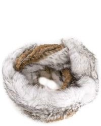 Женский серый меховой шарф от Jocelyn