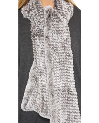 Женский серый меховой шарф от Adrienne Landau