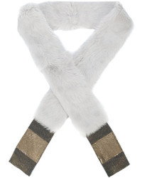 Женский серый меховой шарф от Laura B