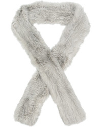 Женский серый меховой шарф от Yves Salomon