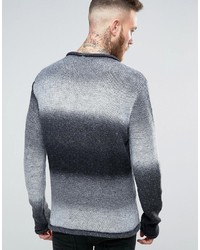 Мужской серый омбре свитер с круглым вырезом от Asos
