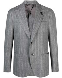 Мужской серый пиджак в вертикальную полоску от Lardini
