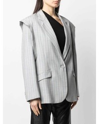 Мужской серый пиджак в вертикальную полоску от Hebe Studio