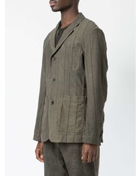 Мужской серый пиджак в вертикальную полоску от Uma Wang