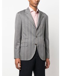 Мужской серый пиджак в вертикальную полоску от Brunello Cucinelli
