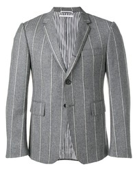 Мужской серый пиджак в вертикальную полоску от Thom Browne