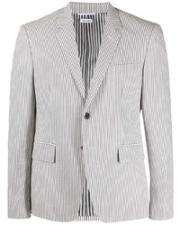 Мужской серый пиджак в вертикальную полоску от Thom Browne