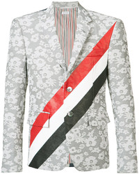 Мужской серый пиджак в горизонтальную полоску от Thom Browne