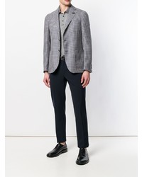 Мужской серый пиджак в мелкую клетку от Lardini