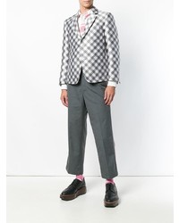 Мужской серый пиджак в мелкую клетку от Thom Browne