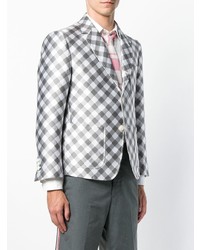 Мужской серый пиджак в мелкую клетку от Thom Browne