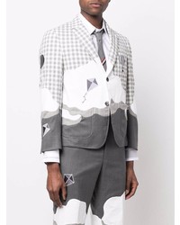 Мужской серый пиджак в мелкую клетку от Thom Browne
