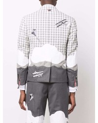 Мужской серый пиджак в мелкую клетку от Thom Browne