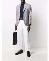 Мужской серый пиджак в мелкую клетку от Barba