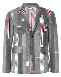 Мужской серый пиджак в стиле пэчворк от Thom Browne