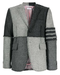 Мужской серый пиджак в стиле пэчворк от Thom Browne