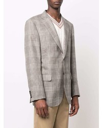 Мужской серый пиджак в шотландскую клетку от Brioni