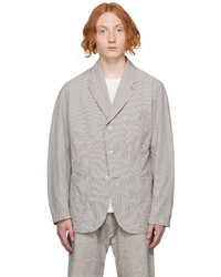 Серый пиджак из жатого хлопка в вертикальную полоску