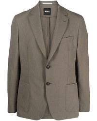 Мужской серый пиджак из жатого хлопка от BOSS