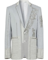 Мужской серый пиджак с вышивкой от Burberry