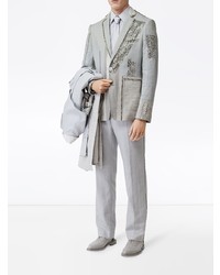 Мужской серый пиджак с вышивкой от Burberry