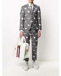 Мужской серый пиджак с принтом от Thom Browne