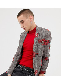 Мужской серый пиджак с принтом от Heart & Dagger