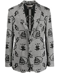 Мужской серый пиджак с принтом от Philipp Plein