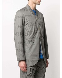 Мужской серый пиджак с принтом от Walter Van Beirendonck Pre-Owned