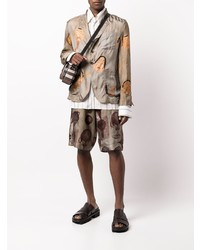 Мужской серый пиджак с принтом от Uma Wang