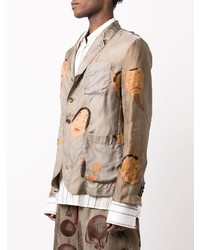 Мужской серый пиджак с принтом от Uma Wang