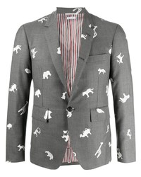 Мужской серый пиджак с принтом от Thom Browne