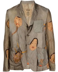 Мужской серый пиджак с принтом от Uma Wang
