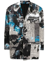 Мужской серый пиджак с принтом от Yohji Yamamoto
