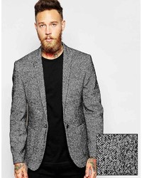Мужской серый пиджак с узором "в ёлочку" от Asos