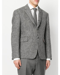 Мужской серый пиджак с узором "в ёлочку" от Thom Browne