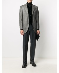 Мужской серый пиджак с узором "в ёлочку" от Kiton