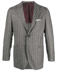 Мужской серый пиджак с узором "в ёлочку" от Kiton