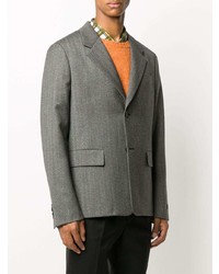 Мужской серый пиджак с узором "в ёлочку" от Prada